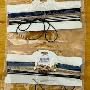 (2) Mia Collection Chokers Gold and Blue Denim